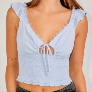 ⭐️ 2/$35  NWT GARAGE smocked crop top (soft blue)
